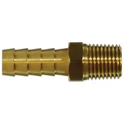 Midland Metal P-202-54 Rigid Male Adapter, 5/16-in Hose Barb x 1/4-in Male NPTF, Brass Buy Direct