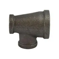 Midland Metal 65348 Reducing Tee, 1-1/4 in FPT x 3/4 in FPT x 1 in FPT, Iron, Black, 150 lb Crafted