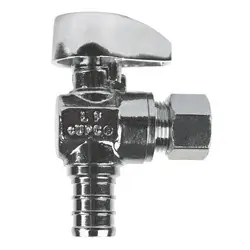Get Yours Midland Metal 746438MH 90-deg Angle Supply Stop, 1/2-in PEX x 3/8-in Compression, Brass Body, Chrome-Plated