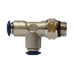 Midland Metal 20162NA Swivel Male Run Tee, 1/4-in Push-to-Connect x 1/8-in Male Global Thread Swivel x 1/4-in Push-to-Connect, Brass, Nickel-Plated Weekend Sale