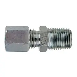 Premium Midland Metal D7404-S08-04 Male BSPT DIN Adapter, S08 Metric Bite Type x 1/4-in Male BSPT, Steel, Trivalent Chromium Zinc-Plated