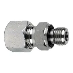 Crafted Midland Metal D8400-S12-18-ED Male Metric DIN Adapter with ED Ring, S12 Metric Bite Type x M18 Male Metric, Steel