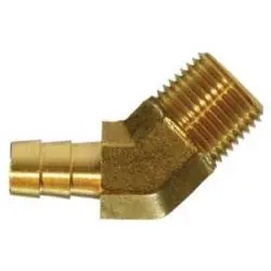 Certified Midland Metal 32108 45-deg Male Hose Barb Elbow, 5/16-in Hose Barb x 1/8-in Male NPTF, Brass