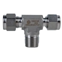 Midland Metal Mid-Lok Mid-Lok SSC260166 Male Branch Tee, 3/8-in Tube x 3/8-in Tube x 3/8-in Male NPT, Stainless Steel Must Have