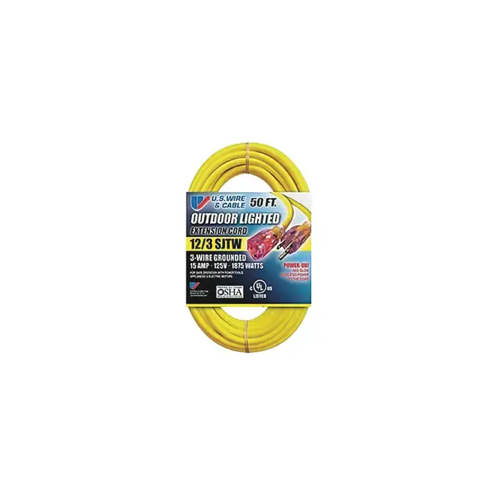 Flash Sale US WIRE UW74050 50‘ Length, 12/3 Wire Gauge, 300 Voltage Extension Cord