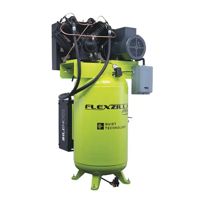 FLEXZILLA FXS10V080V3-208 80 Gallons Tank Capacity, 10 Horsepower, 39 CFM @ 90 PSI Air Delivery Stationary Compressor Luxury
