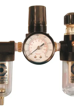 Fan Favorite COILHOSE PNEUMATICS MFRL1-GL 1/8" Port Size, 150 PSI Maximum Input Pressure, Polycarbonate Bowl Material Filter - Regulator - Lubricator