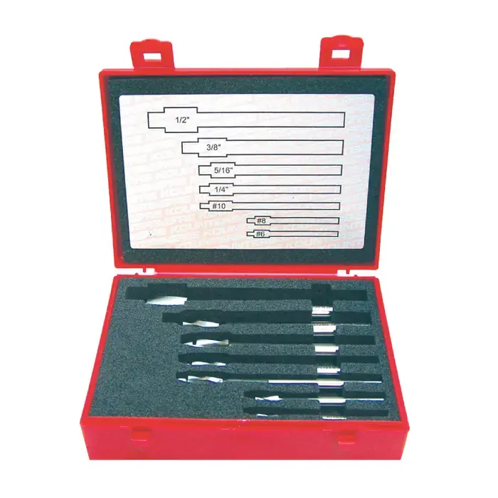 Crafted KEO 902-000-042 .260", .304", .346", .414", .507", .604", .789" 1/32" Oversize Pilot, 7 PC. M35 Cobalt Solid Integral Pilot Type Counterbore Sets