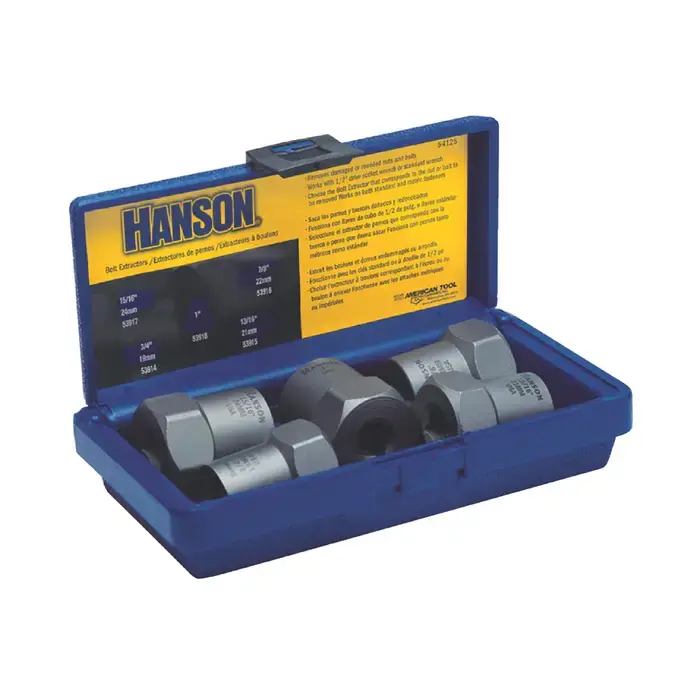 IRWIN Model 54125, High Carbon Steel 5 Pc. Lugnut Extractor Set Removes Sizes 3/4" to 1", 19mm to 24mm Last Chance