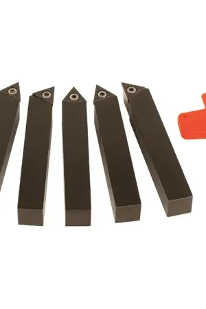 New Release TERRA CARBIDE - 5 Piece External Turning Set with Inserts / Accepts TCMT2(1.5)_ Inserts / 3/8" Shank