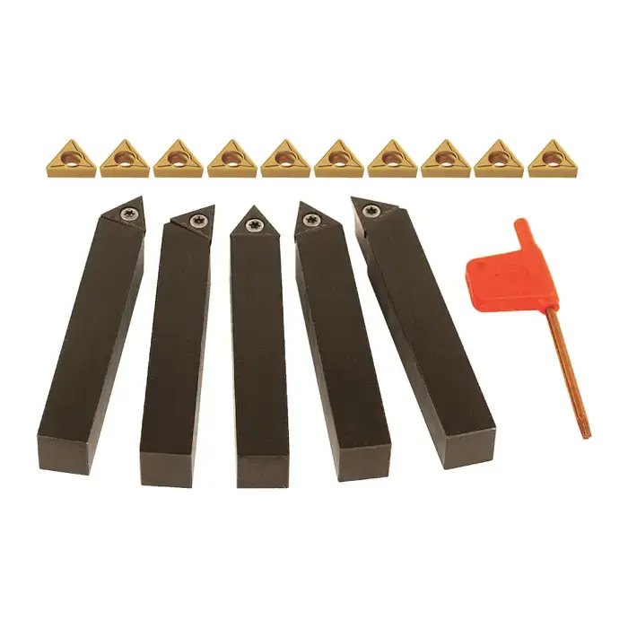 Place Order TERRA CARBIDE - 5 Piece External Turning Set with Additional Inserts / Accepts TCMT3(2.5)_ Inserts / 10 Additional (AKUMA) TCMT3(2.5)1-MP1 CT25M Inserts / 1/2" Shank