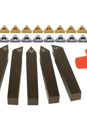 New Arrival TERRA CARBIDE - 5 Piece External Turning Set with Additional Inserts / Accepts TCMT3(2.5)_ Inserts / 10 Additional (AKUMA) TCMT3(2.5)1-MP1 CT25M Inserts & 10 Additional (KORLOY) TCGT3(2.5)1-AK H01 Inserts / 5/8" Shank