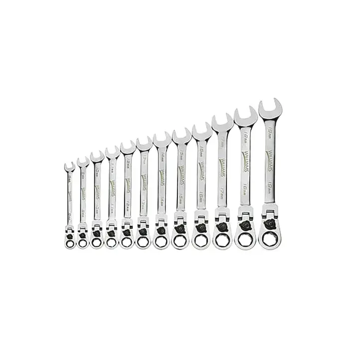 WILLIAMS 1212MRCF 12mm Size, 12 No. of Points, 7" Overall Length Flex Head Reversible Ratcheting Combination Wrench Hot Picks