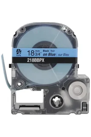 Brand New EPSON 218BBPX 3/4" Width, 30‘ Length, Blue/Black Print Color Labeler Tape