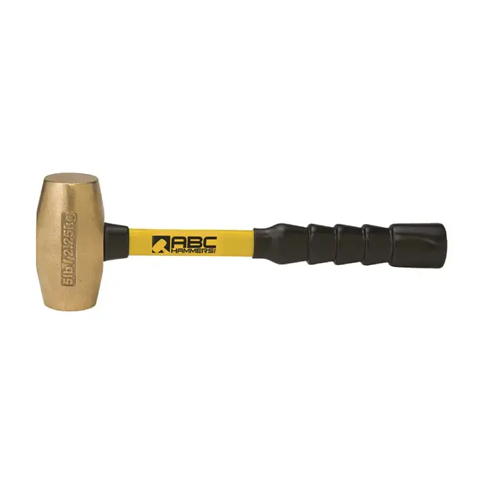 Crafted ABC HAMMER ABC5BFB 1-7/8" Face Diameter, 5 lbs. Head Weight, 14" Overall Length Brass Hammer
