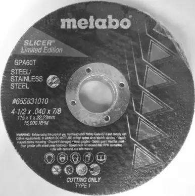 Shop Now 4-1/2‘‘ x .40” x 7/8‘‘ Cutting Disc, Slicer, Type 1, 10/PK - No. 655831010