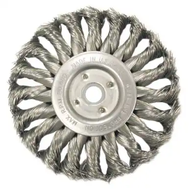 6" Standard Twist Knot Wire Wheel, .014" Steel Fill, 5/8"-1/2" Arbor Hole - No. 08085 While Supplies Last