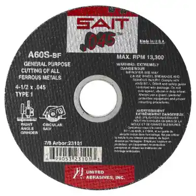 Secure Checkout 6" x .045" Thin High Speed Cut Disc, 7/8" Bore Type 1 A60S - No. 23106